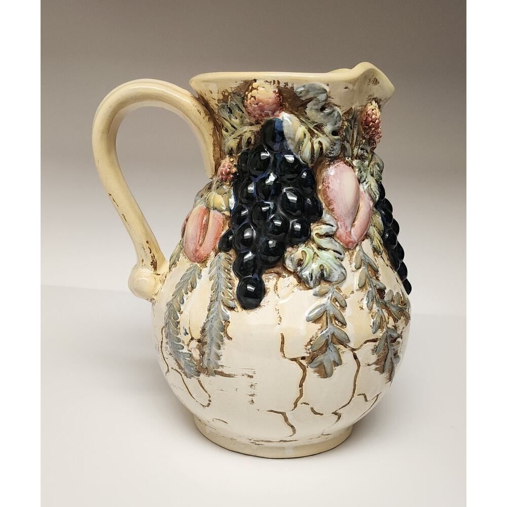 Michelangelo & Raffaello Majolica Vintage 10" Rustic Fruit Pitcher
